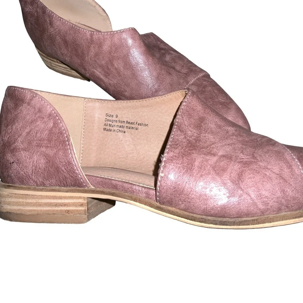 Beast Fashion Carter Buckle Blush Mauve Slip On Cutout Flat Loafer Bootie Vegan - Picture 6 of 10